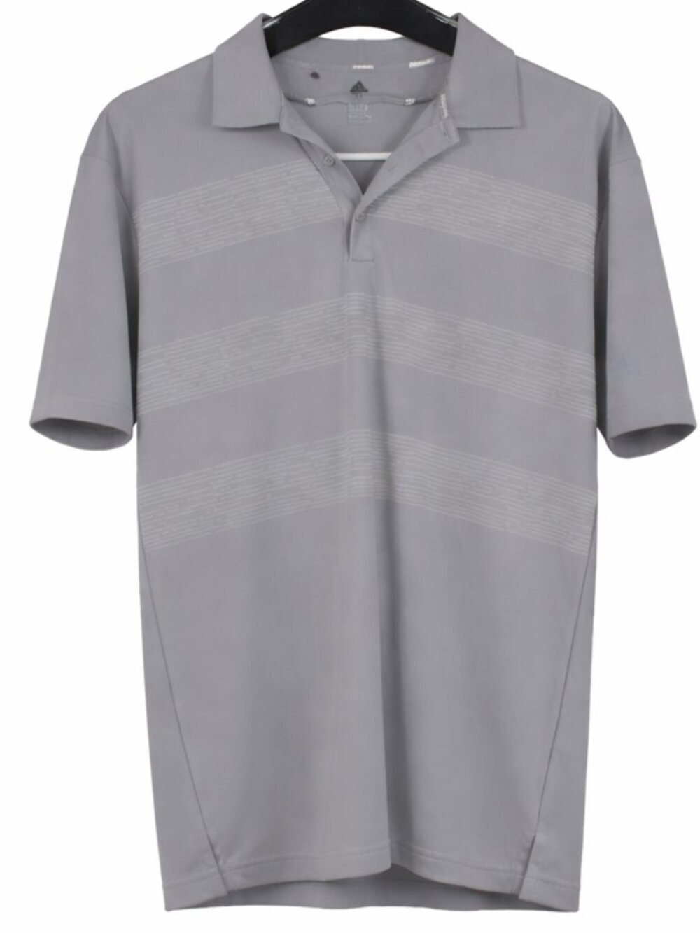Adidas Golf Polo Men's Medium Gray Striped Performance Shirt